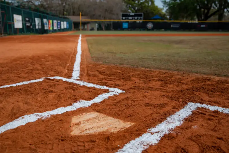 Home plate and baselines on a community ballfield