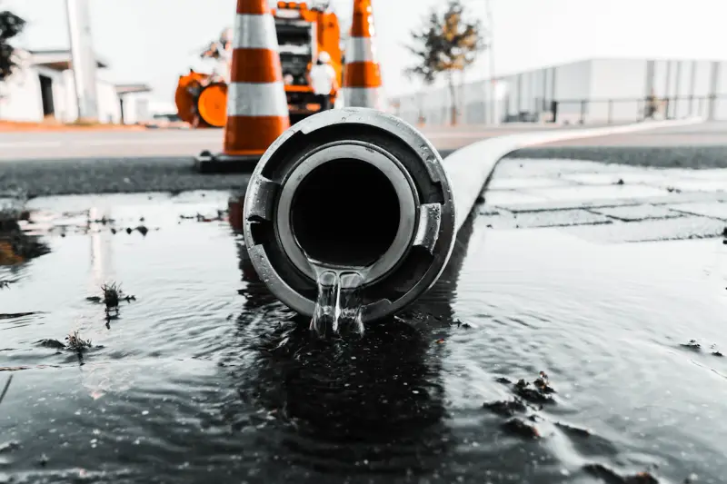 Water pouring from a broken pipe